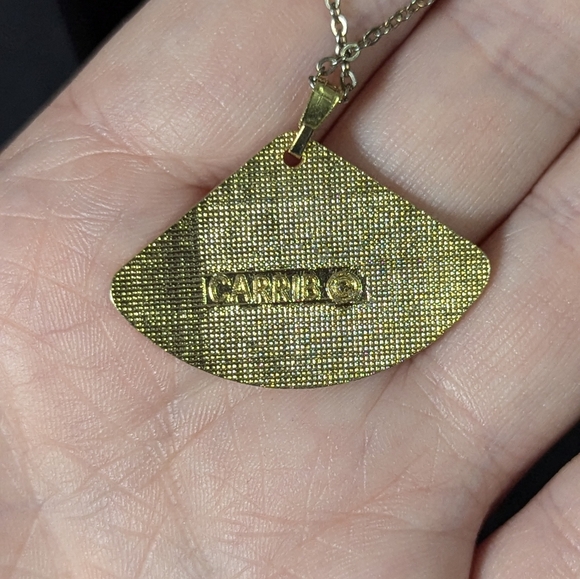 3 for $30 Vintage enamel crane necklace, marked Carrib on back. - Picture 4 of 5